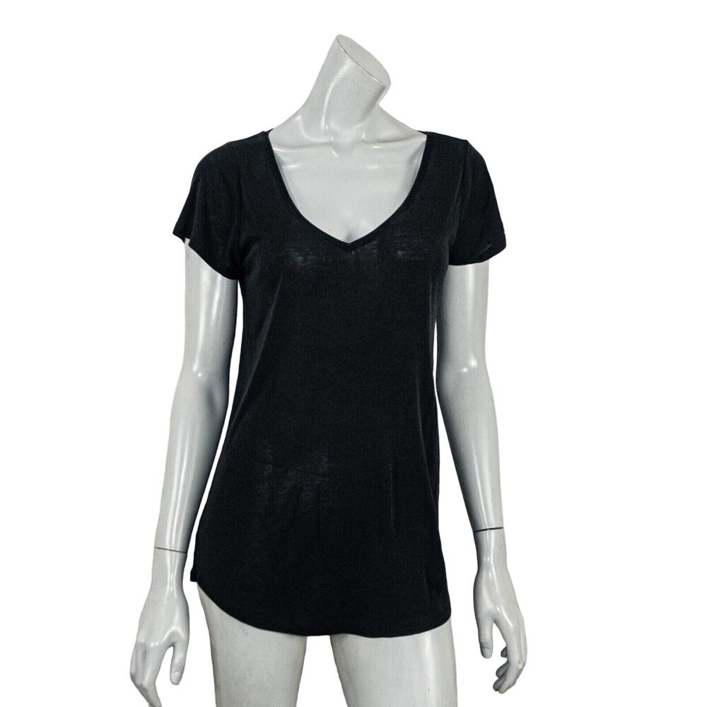 HATCH Maternity Scoop Neck Tee in Black lyocell cotton sz 1